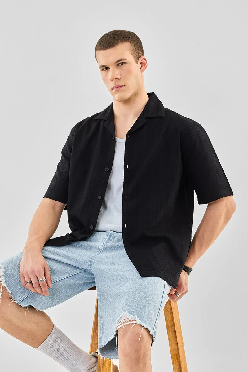 SNITCH Box Fit Textured 100% Cotton Shirt