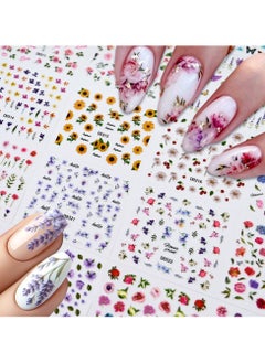 Goolsky Violet Sunflower Nail Stickers Set 30 different styles with adhesive backing, small patterns, colorful flower nail stickers  - Image 2