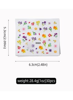 Goolsky Violet Sunflower Nail Stickers Set 30 different styles with adhesive backing, small patterns, colorful flower nail stickers  - Image 4