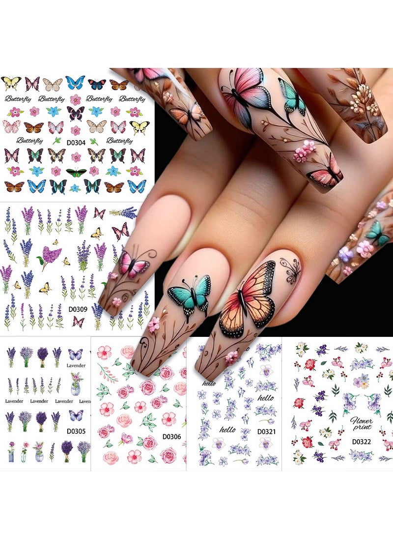 Goolsky Violet Sunflower Nail Stickers Set 30 different styles with adhesive backing, small patterns, colorful flower nail stickers  - Image 5