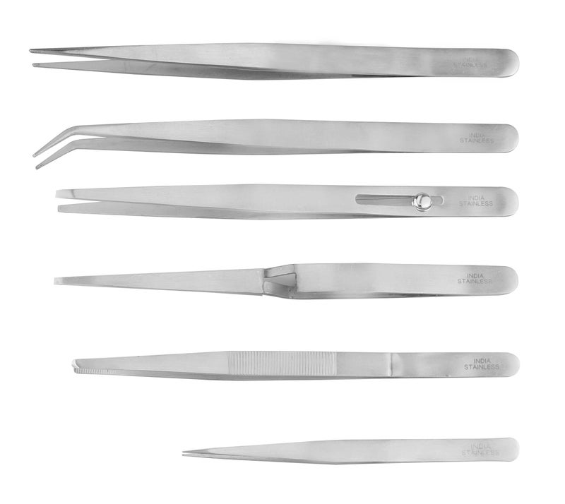 SE 6-Piece Stainless Steel Tweezers Set - TW2-406 - Image 1