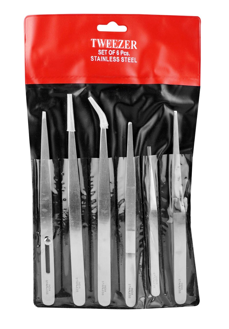 SE 6-Piece Stainless Steel Tweezers Set - TW2-406 - Image 2