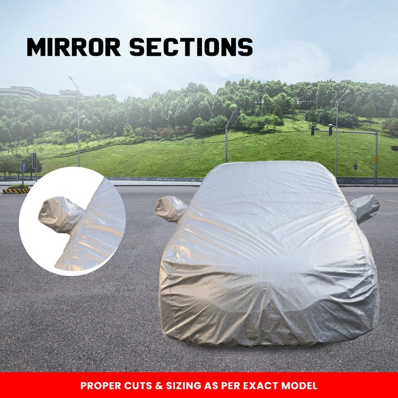 Autofact C3 Waterproof Car Cover with Mirror Pockets, Shinning Silver Design, Non Woven Fabric,Triple Stitched, Compatible with Citroen C3 Car Cover (All Models), C3 Car Accessories - Image 4