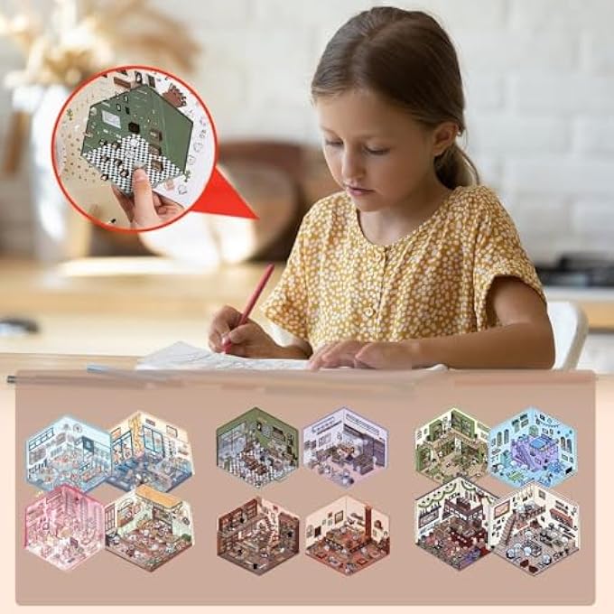 4 SETS DIY 3D HOUSE STICKERS, 2025 NEW CUTE 3D STICKER SCENE, FUN DIY STICKERS SCENE MAKE YOUR OWN MINI ROOM SCENES SUPERMARKET COFFEE SHOP RESTAURANT BOOKSTORE FOR KIDS AND ADULTS - Image 3