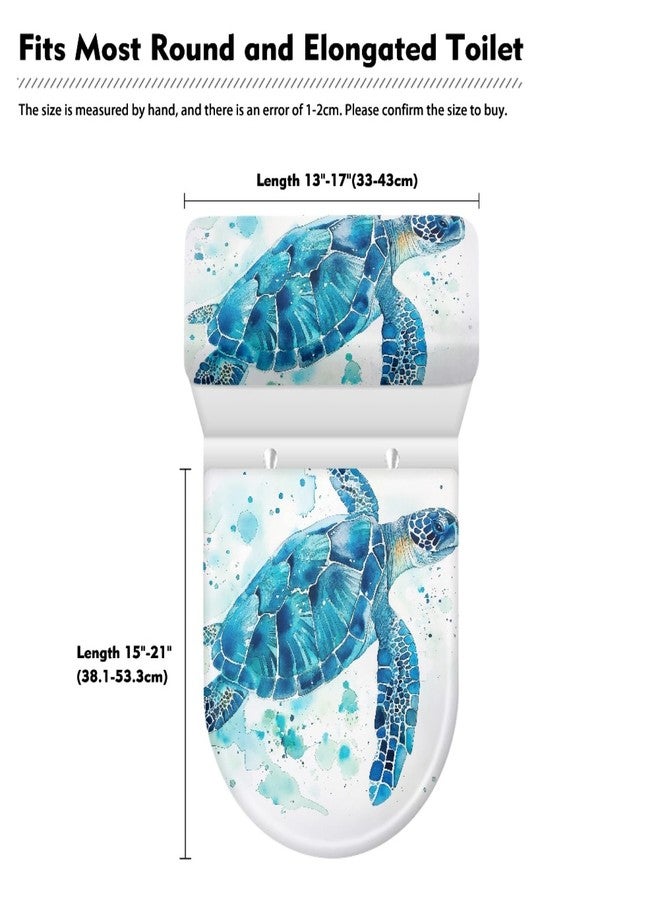 GLENLCWE Vintage Sea Turtle Toilet Lid Cover and Toilet Tank Lid Cover for Bathroom Animal Print Toilet Tank Cover Stretch Polyester Fabric Toilet Seat Cover Universal Fit - Image 5