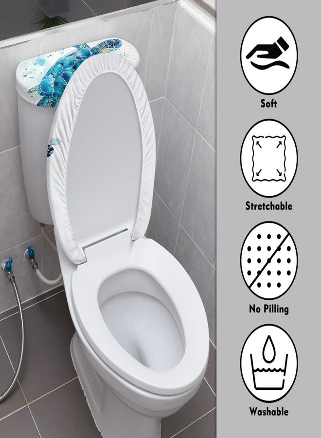 GLENLCWE Vintage Sea Turtle Toilet Lid Cover and Toilet Tank Lid Cover for Bathroom Animal Print Toilet Tank Cover Stretch Polyester Fabric Toilet Seat Cover Universal Fit - Image 3