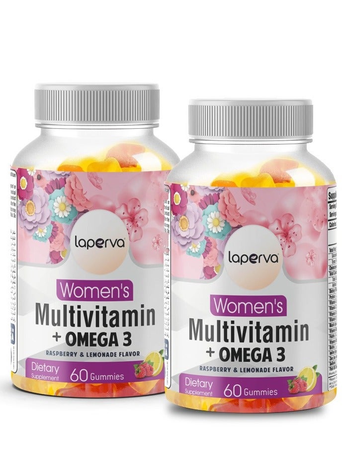 Laperva Women's Multivitamin + Omega 3 Raspberry & Lemonade 60 Gummies Pack Of 2