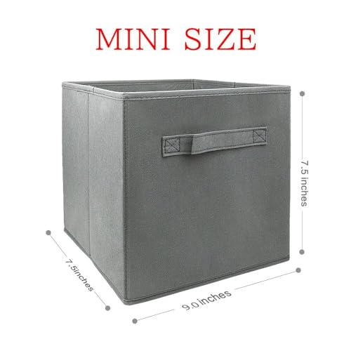 EBIGIC Mini Size 3-Pack Cube Storage Bins 9.0"x7.5"x7.5" Fabirc Foldable Closet Toy Organizer Collapsible Cloth Gray - Image 2