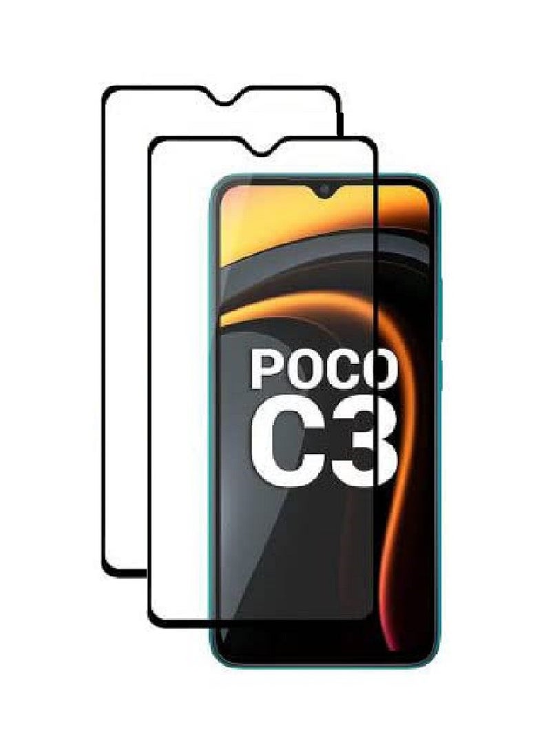Super 2 Pieces Tempered Glass Screen Protector 5D Designed For Xiaomi Poco C3 Full Glue Edge to Edge Full Screen Coverage And Bubble Free - Image 1
