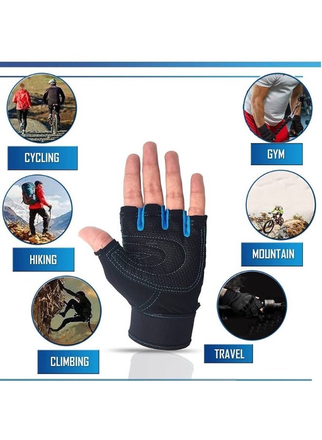 LAFILLETTE LAFILLETTE Fitness Weight Lifting Body Building Training Exercise Cycling Sport Workout Glove Gym & Fitness Gloves  (Blue, Black)  - Image 2