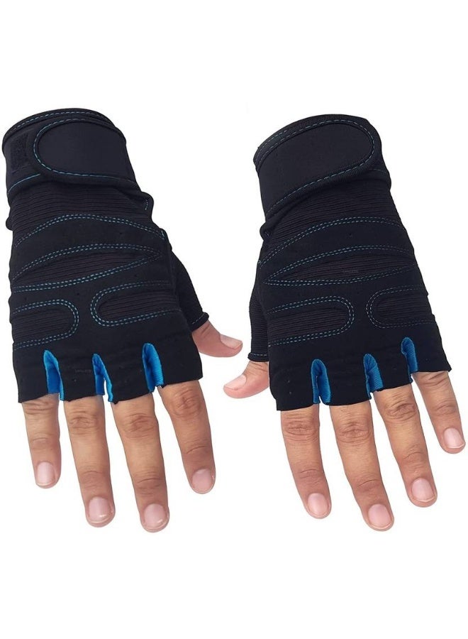 LAFILLETTE LAFILLETTE Fitness Weight Lifting Body Building Training Exercise Cycling Sport Workout Glove Gym & Fitness Gloves  (Blue, Black)  - Image 1