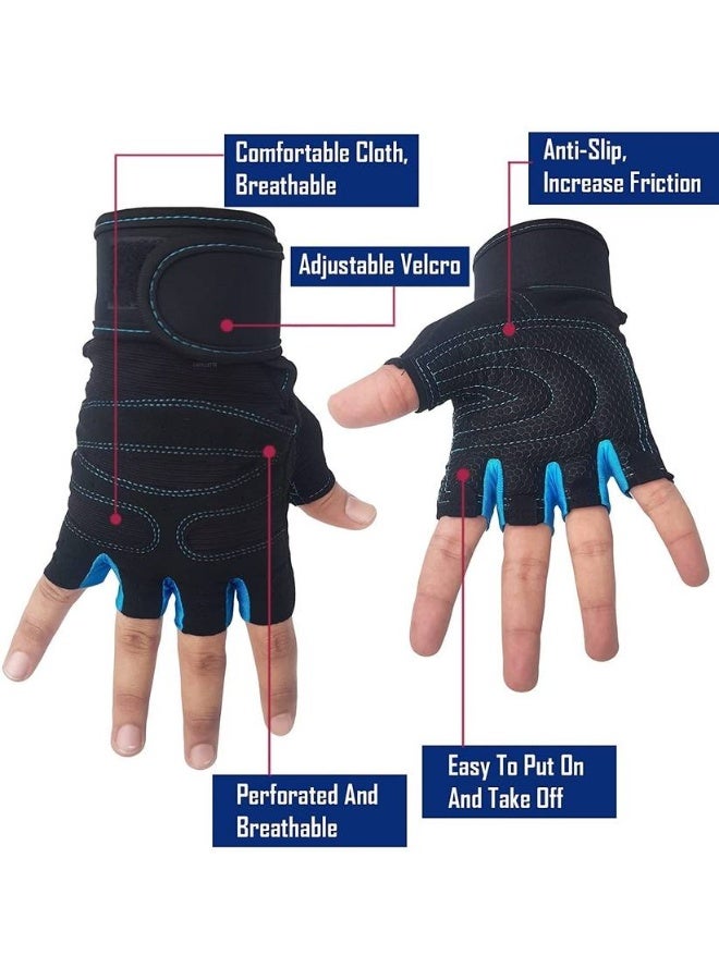 LAFILLETTE LAFILLETTE Fitness Weight Lifting Body Building Training Exercise Cycling Sport Workout Glove Gym & Fitness Gloves  (Blue, Black)  - Image 3