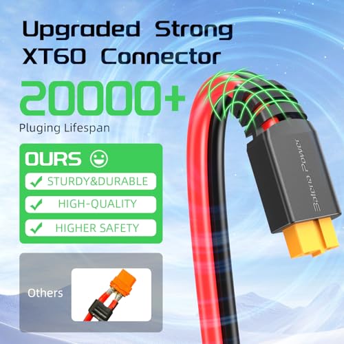Bateria Power Solar to XT60 Charge Extension Cable 10AWG 25Ft, Solar Connector to XT60 Adapter Cable for Solar Panel to LiFePO4 Battery RV Portable Power Station Solar Generator,10AWG 25Ft - Image 2
