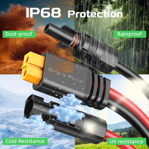 Bateria Power Solar to XT60 Charge Extension Cable 10AWG 25Ft, Solar Connector to XT60 Adapter Cable for Solar Panel to LiFePO4 Battery RV Portable Power Station Solar Generator,10AWG 25Ft - Image 4