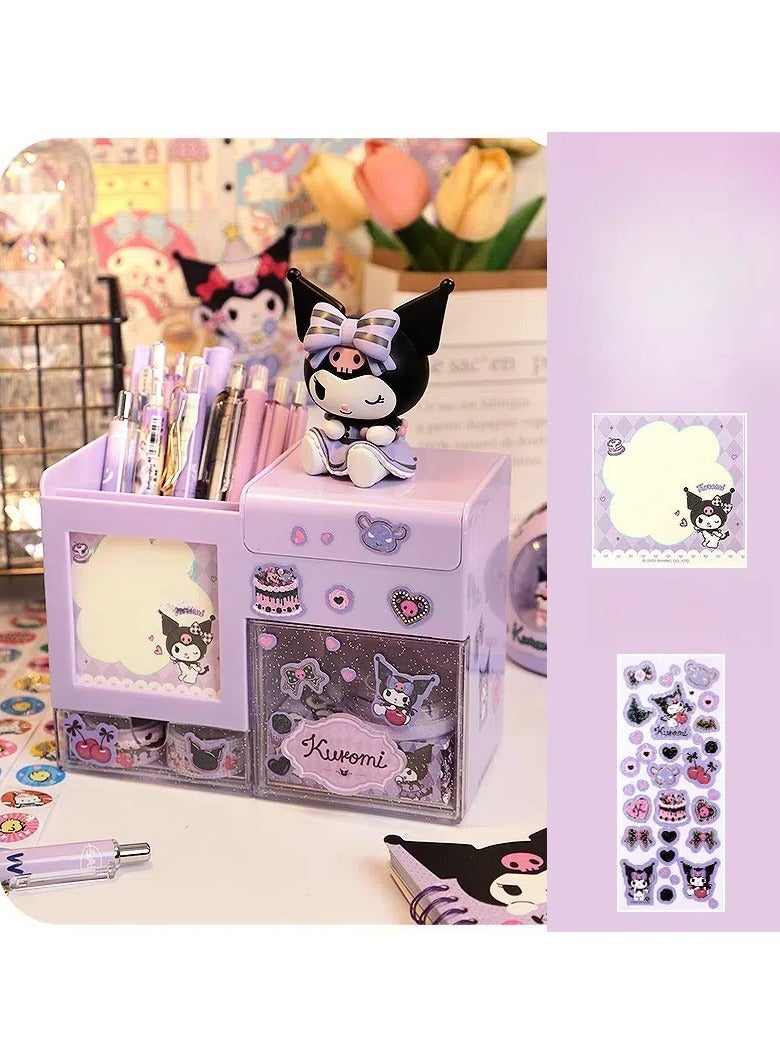 general Multifunctional kulomi pen holder, large capacity children, girls and students, desktop storage pen barrel storage box - Image 1