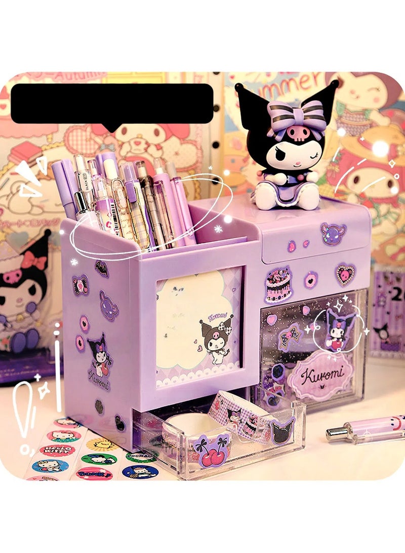 general Multifunctional kulomi pen holder, large capacity children, girls and students, desktop storage pen barrel storage box - Image 2