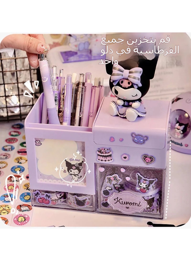 general Multifunctional kulomi pen holder, large capacity children, girls and students, desktop storage pen barrel storage box - Image 4