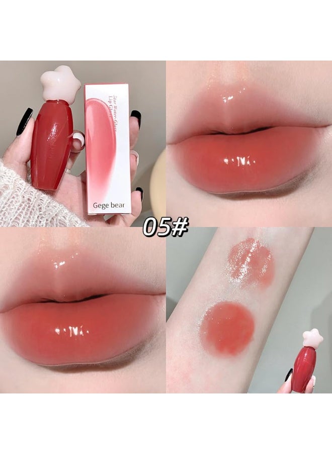 Gege Bear Glossy Lip Gloss With Star Cap | Cushion-Soft Applicator | Crystal Clear Shine | Transfer-Proof Technology | Weightless Gel Texture | High-Impact Luminosity | Kawaii Culture Inspired | Best Lip Glaze For women & Girls (05#Brown Nude, 2.2g) - Image 3