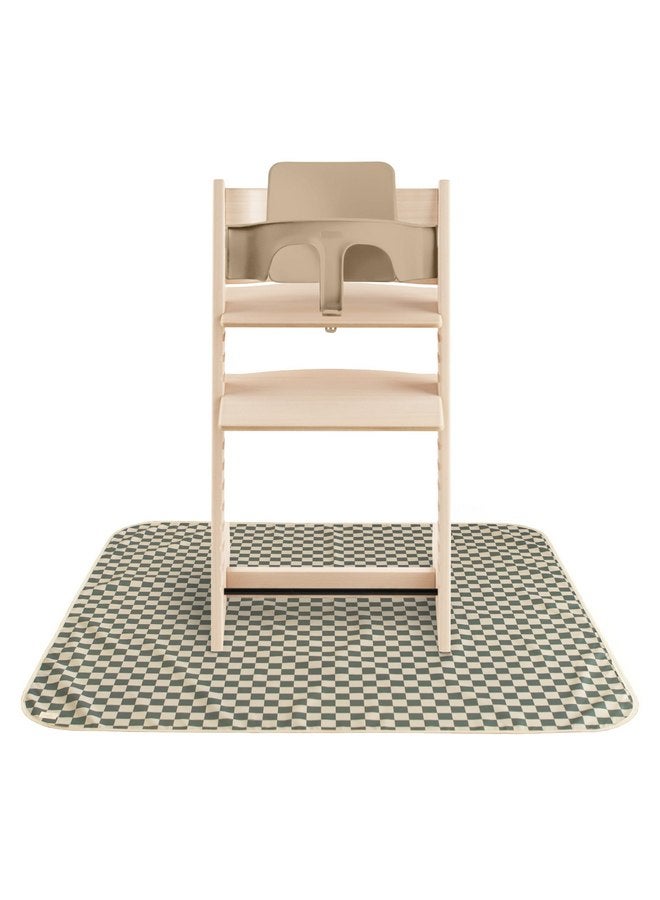 mushie mushie Baby Splat Mat 42.5x42.5 Inch (Olive Check) | Water Resistant for Under High Chair and Infant Play  - Image 1