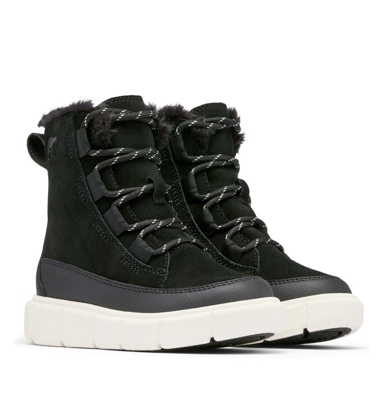 SOREL Children's Explorer lll Lace Waterproof Boot - Black, Sea Salt - 4 - Image 2