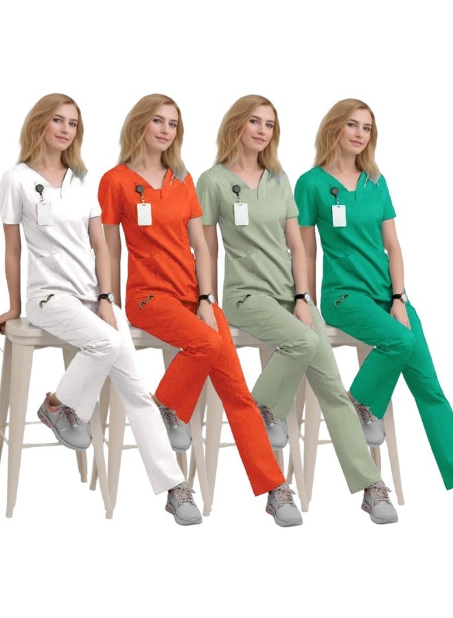 Loquat Womens Medical Scrubs Set Medical Uniform Set Pink - Image 3