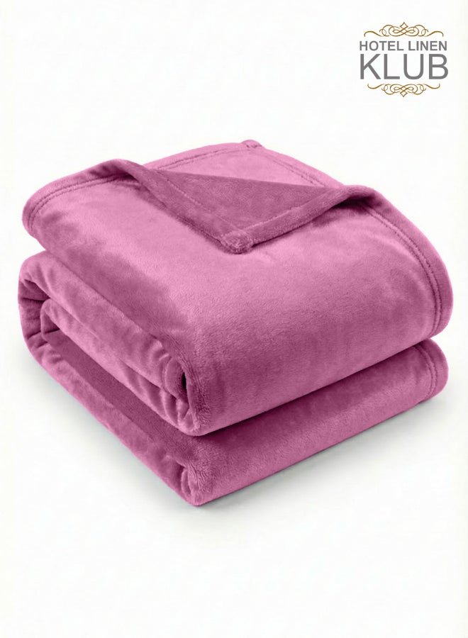 Hotel Linen Klub Single Micro Fleece Flannel Blanket 260 GSM Super Plush and Comfy Throw Blanket Size 150 x 200cm Rose Pink - Image 1