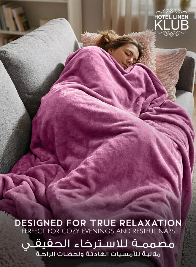 Hotel Linen Klub Single Micro Fleece Flannel Blanket 260 GSM Super Plush and Comfy Throw Blanket Size 150 x 200cm Rose Pink - Image 3