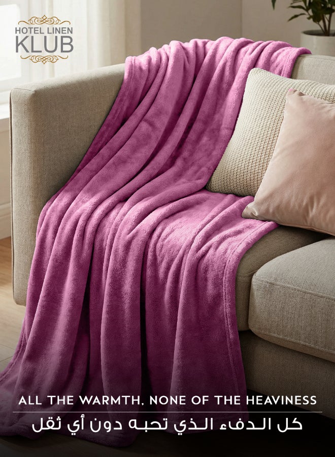 Hotel Linen Klub Single Micro Fleece Flannel Blanket 260 GSM Super Plush and Comfy Throw Blanket Size 150 x 200cm Rose Pink - Image 2