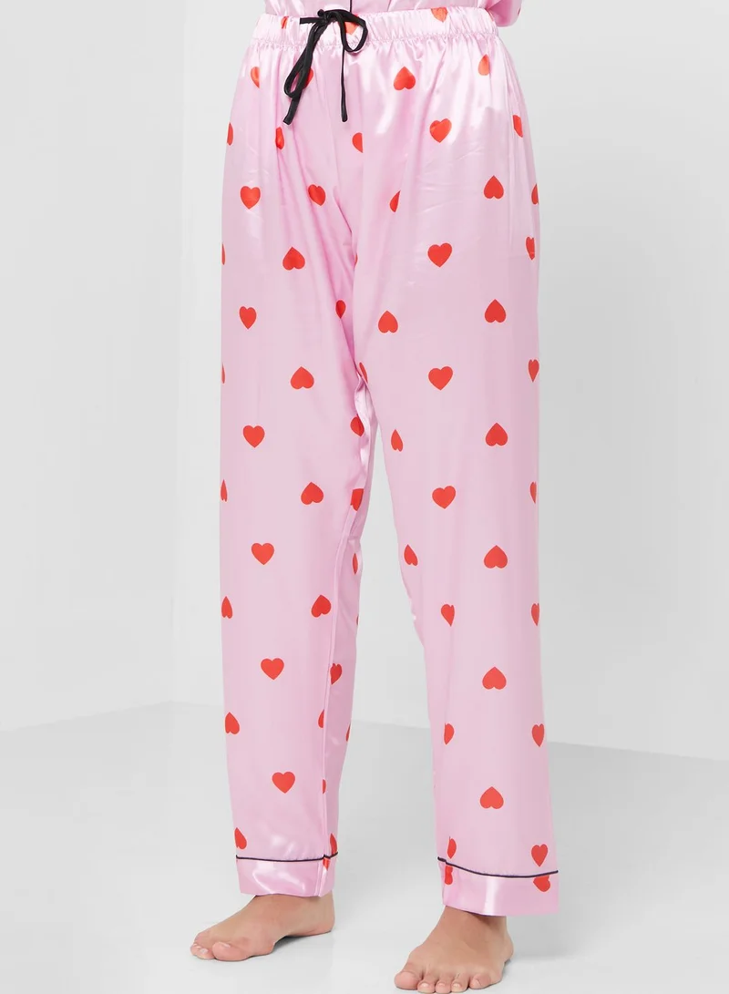 PJs Every 30 Days Heart Printed Pyjama