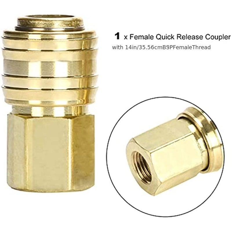 Drado 11 Piece European Style Compressed Air Connector Set Yellow 1/4 BSP Quick Connector Durable Metal Air Hose Fittings No Electricity Easy Install - Image 2