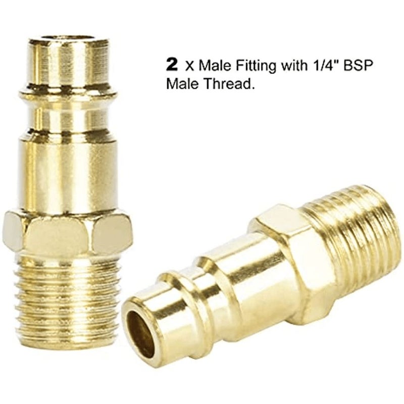 Drado 11 Piece European Style Compressed Air Connector Set Yellow 1/4 BSP Quick Connector Durable Metal Air Hose Fittings No Electricity Easy Install - Image 4