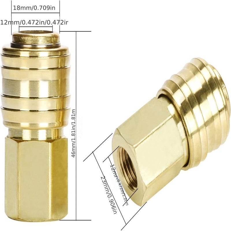Drado 11 Piece European Style Compressed Air Connector Set Yellow 1/4 BSP Quick Connector Durable Metal Air Hose Fittings No Electricity Easy Install - Image 5