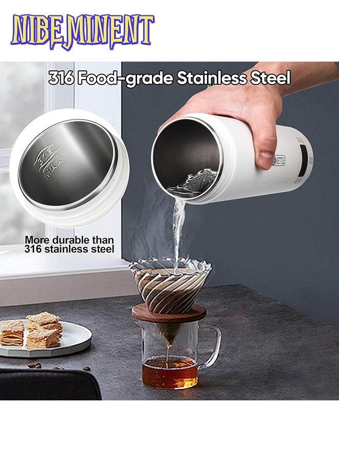 NIBEMINENT Travel Electric Kettle Portable Mini Kettle, 316 Stainless Steel 500ML Hot Water Boiler, 4 Temperature Control, LCD Display, Fast Boiling Water, Auto Shut-Off & Boil Dry Protection - Image 3