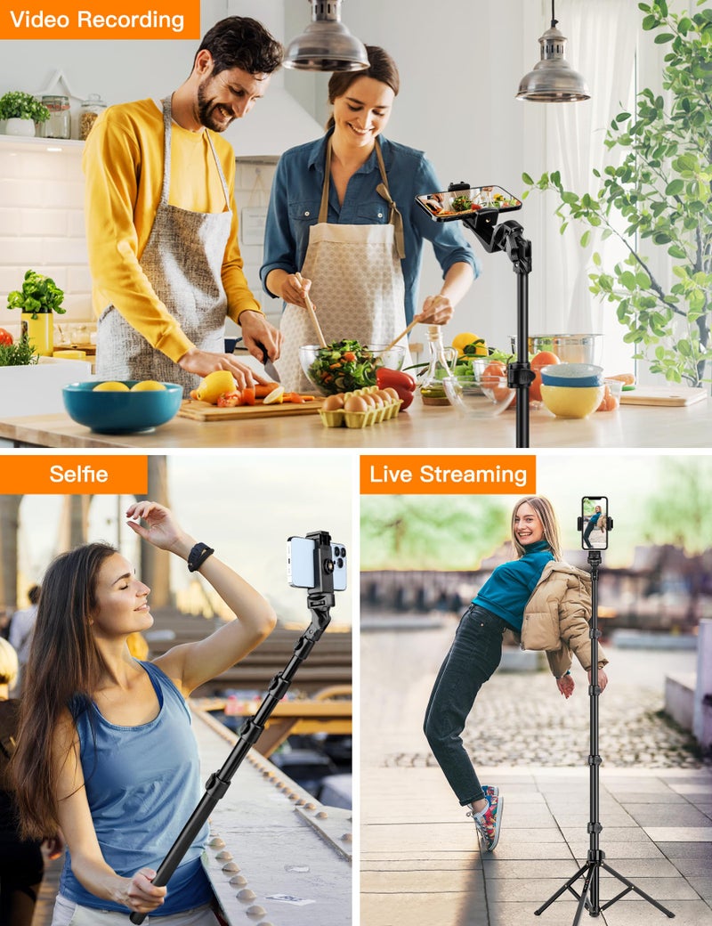 Victiv Phone Tripod, 86" Tall Tripod for iPhone with Flexible Gooseneck & Remote, Portable Aluminum Cellphone Stand for Selfies, Video Recording,Travel, Compatible with iPhone Android - Image 5