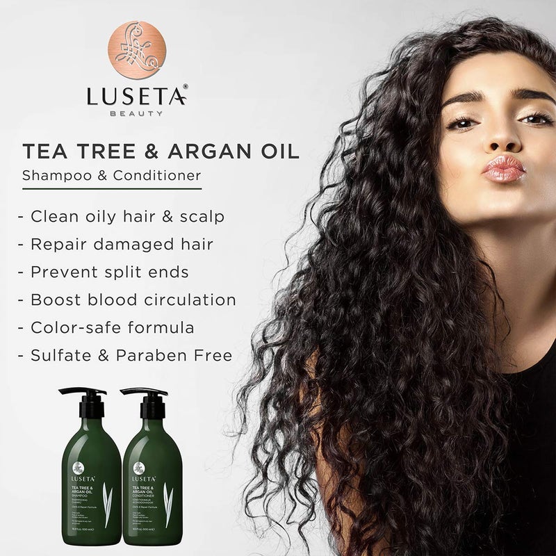 L LUSETA Luseta Tea Tree & Argan Oil Detangling Shampoo & Conditioner Set, 2 x 33.8 Oz - Image 2