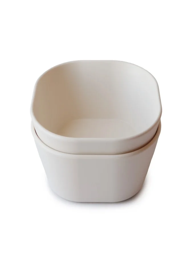 mushie Set Of 2 Square Dinner Bowls - Ivory