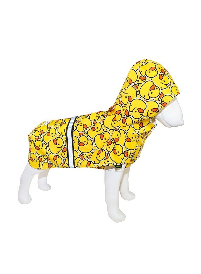 Fitwarm Funny Duck Dog Raincoat with Hood, Waterproof Rain Jacket for Small Dogs Boy Girl, Reflective Pet Poncho, Packable, Adjustable, Yellow, Large - Image 2