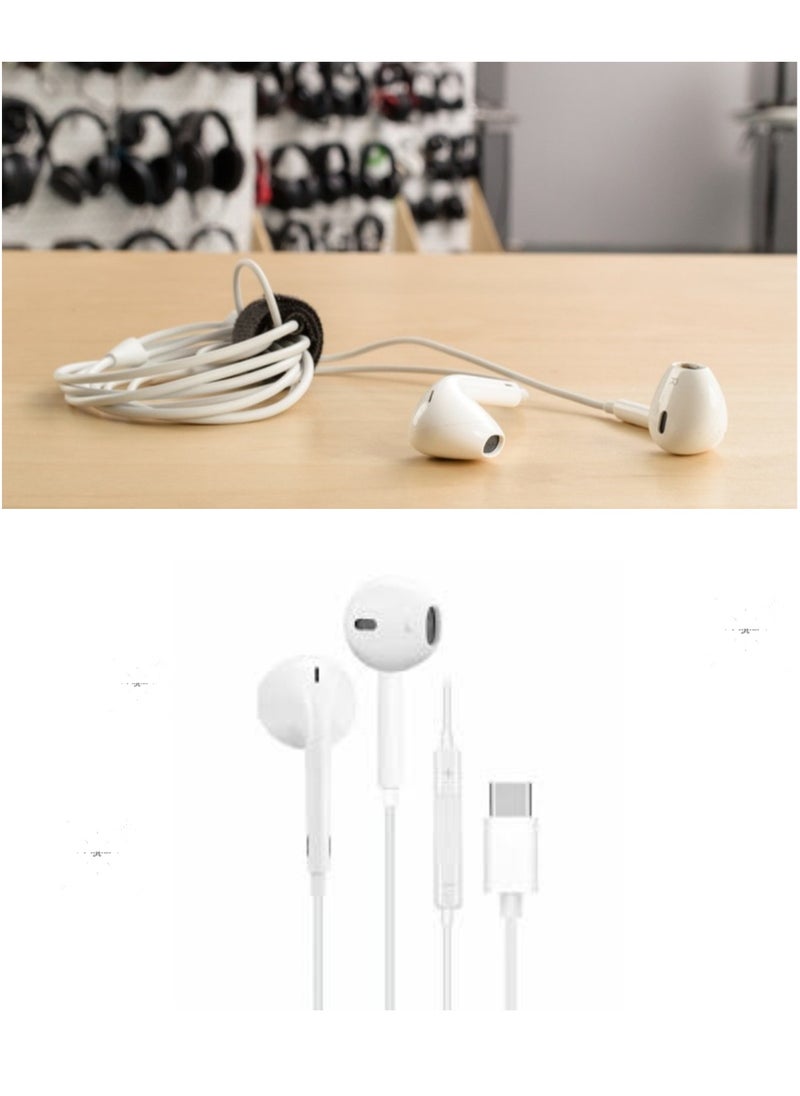 Soundmax USB-C Wired Earbuds with Microphone & Volume Control, In-Ear Headphones  (White) – High-Quality Sound & Comfortable Fit.  - Image 4