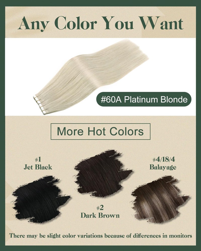 Ugeat Tape in Human Hair Extensions Blonde Hair Extensions for Women Tape ins Platinum Blonde Medium Length Natural Hair Add Volume No Damage to Natural Hair for Girl 18Inch 20Pcs 50G - Image 5