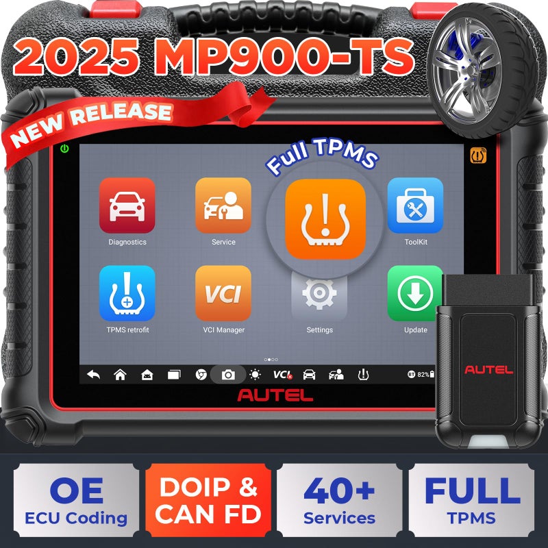 Autel MaxiPRO MP900TS Scanner 2025 MP900TS up of MaxiSYS MS906TS MP900BT MK900TS Top TPMS as MS906 ProTS Pro ECU Coding Bidirectional Tests 40 Service 8 All System OBD2 Tool CAN FDDOIP