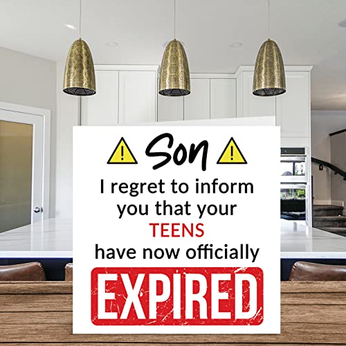 Stuff4 Funny 20th Birthday Cards for Son - Your Teens Have Expired - Happy Birthday Card for Son from Mom Dad Parents, 5.7 x 5.7 Inch Banter Joke Humour Bday Greeting Cards Gift - Image 3