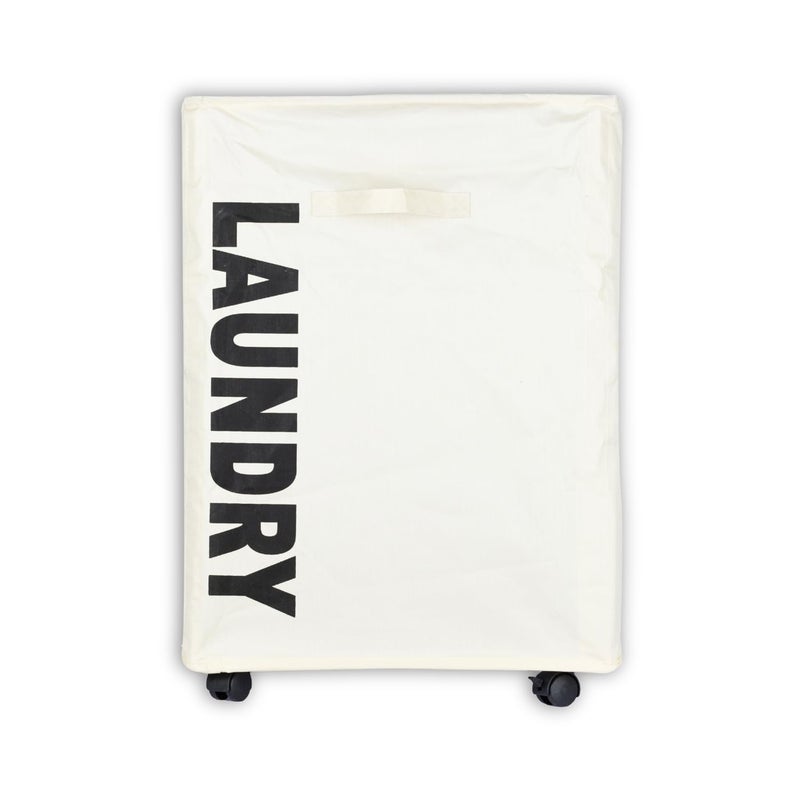 Onprix Collapsible Laundry Basket with 4Wheels Laundry Hamper Clothes Bag with Side Storage Net Pocket for Dirty Clothes Storage Beige - Image 1
