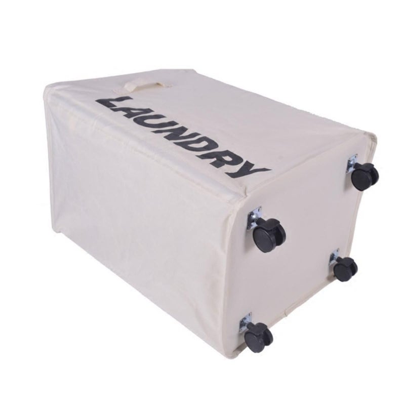 Onprix Collapsible Laundry Basket with 4Wheels Laundry Hamper Clothes Bag with Side Storage Net Pocket for Dirty Clothes Storage Beige - Image 3