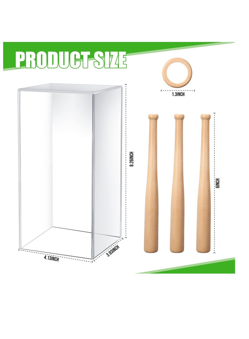 SYOSI Baseball Display Case, And Wood Baseball Stand, Acrylic Baseball Holder, Acrylic Box, With Grass Pad for Ball Display Mini Wooden Bat Baseball Holders for Memorabilia Autograph Ball - Image 5