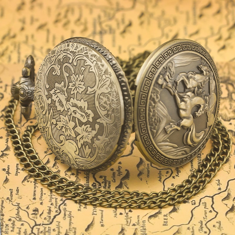 Retro Large Pocket Watch A Variety Of Best Selling Supply Horse Face Quartz Watch Zodiac Horse Men And Women Gift Watch - Image 3