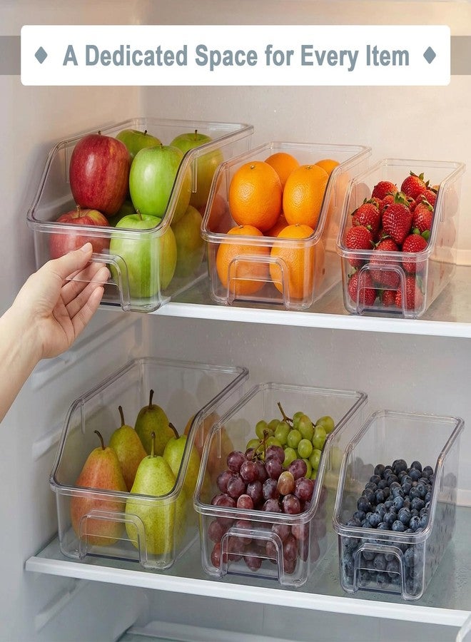 LemonRoad 6 Packs Clear Freezer Organizers and Storage Bins with Handle, Stackable Open Front Pantry Organizer Bins for Bathroom, Kitchen, Refrigerator, Pantry, Cabinet, Closet - Image 4