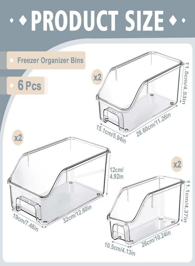 LemonRoad 6 Packs Clear Freezer Organizers and Storage Bins with Handle, Stackable Open Front Pantry Organizer Bins for Bathroom, Kitchen, Refrigerator, Pantry, Cabinet, Closet - Image 2