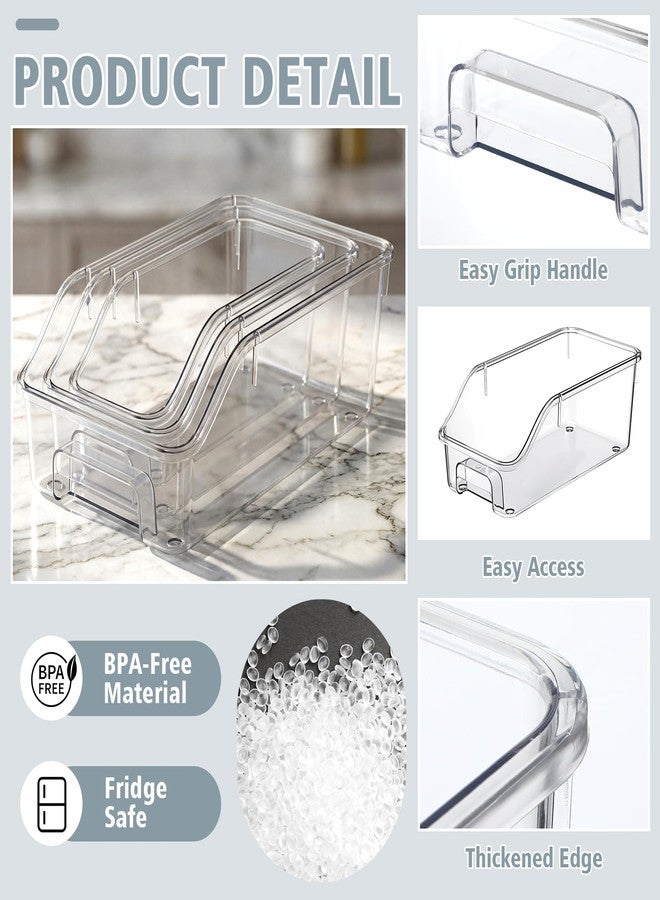 LemonRoad 6 Packs Clear Freezer Organizers and Storage Bins with Handle, Stackable Open Front Pantry Organizer Bins for Bathroom, Kitchen, Refrigerator, Pantry, Cabinet, Closet - Image 3
