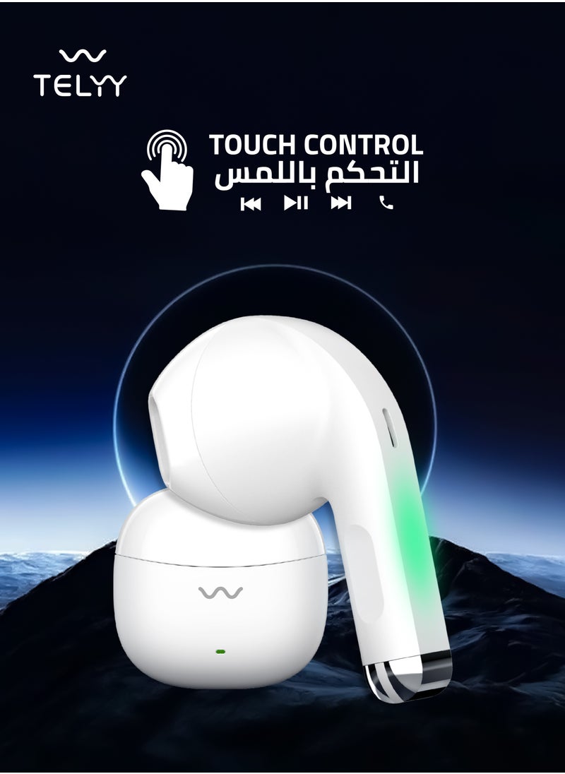 TELYY - T210 Bluetooth TWS Headphones with Touch Control, Pure Bass, Long Battery Life and Free Silicone Case - Image 1