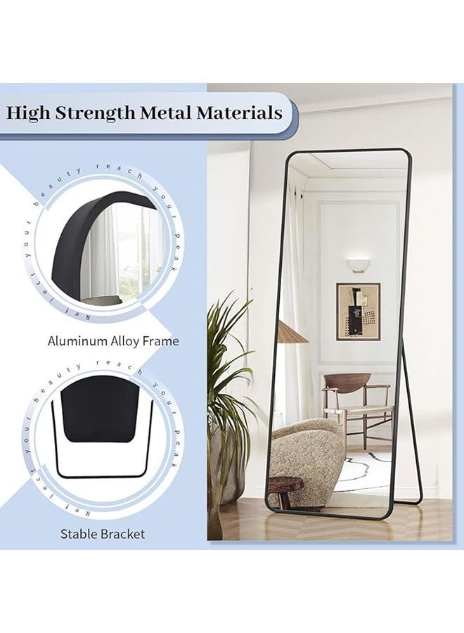 بيوينتي مرآة كاملة الطول بقياس 155x45 سم، مع إطار من السبائك الألومنيوم، تقف بحرية للوقوف أو الوقوف المائل في غرفة النوم الكبيرة، مرآة كاملة الجسم مع حامل لغرفة المعيشة، غرفة النوم، اللون: أبيض. - Image 4